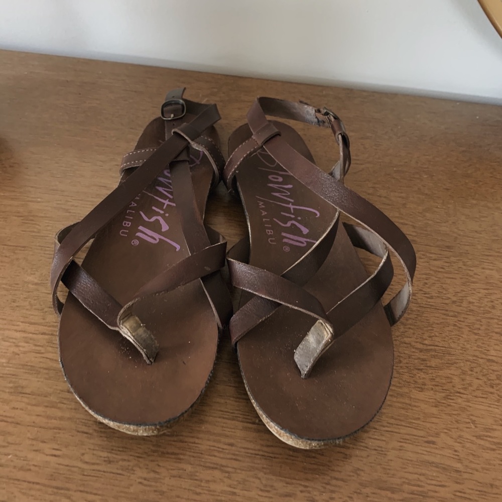 💀BOGO FREE Blowfish brown strappy sandals